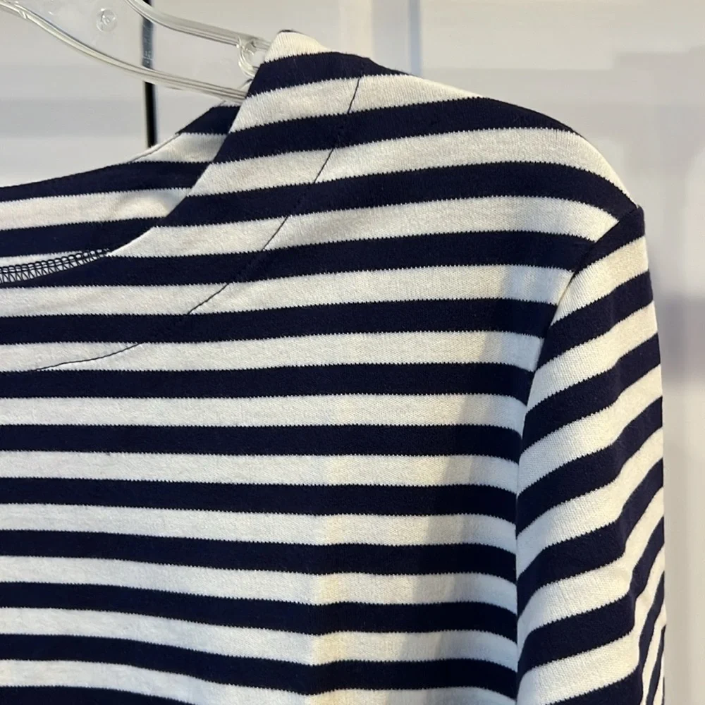 Appleseed's Women Navy and Cream Striped Long Sleeve Tee - Picture 2 of 7